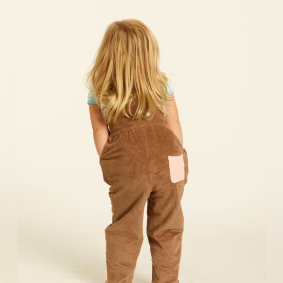 Hammies Retro Corduroy Overalls in Brown / Powder Pink |Size 1T - Picture 3 of 9